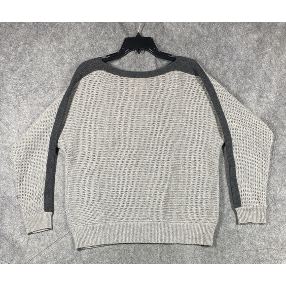 Philosophy Sweater Womens Large Grey Open Knit 100% Cashmere Boat Neck - Picture 7 of 7